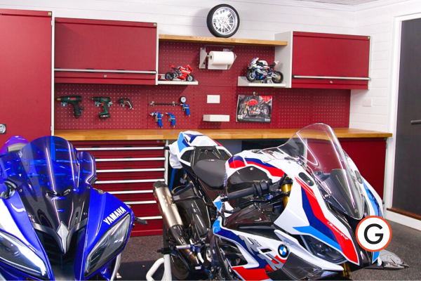 A sleek motorcycle workshop for this passionate enthusiast