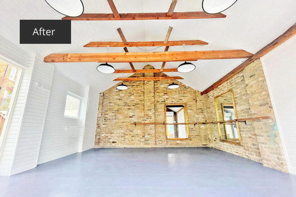 Completed garage transformation into a ballet studio
