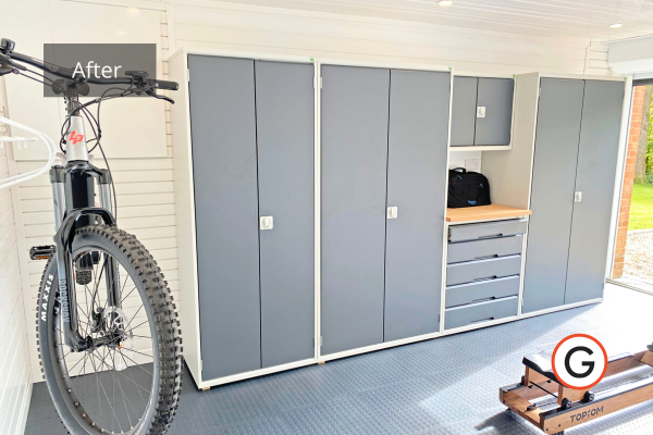 Grey metal storage cabinets for the garage