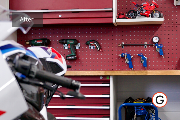 Storage solutions for this motorcycle workshop