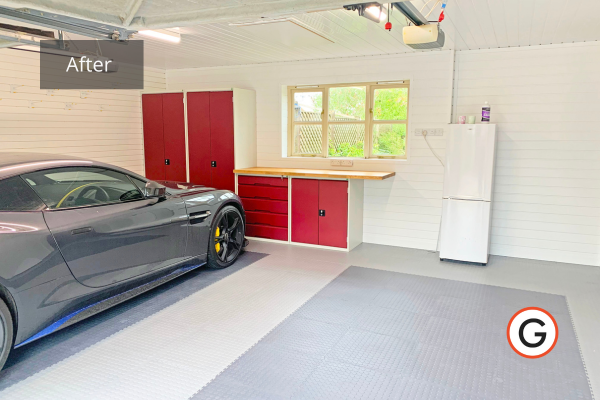 Robust floor tiles installed in this garage design