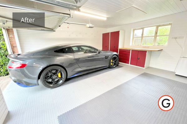 Luxury garage design for this Aston Martin owner