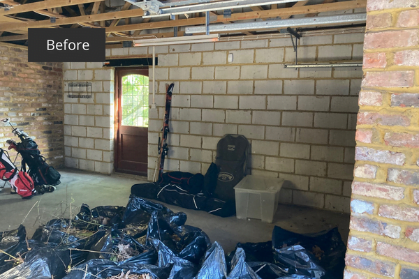 Before: this triple garage was dark and dusty