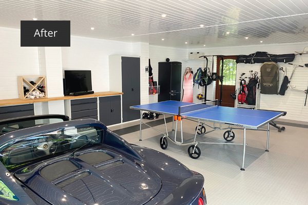 Clean, tidy, organised and modern, a completely transformed garage space