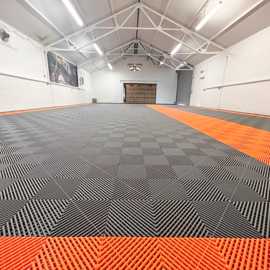 Grey and Orange Tuff Tile completed installation